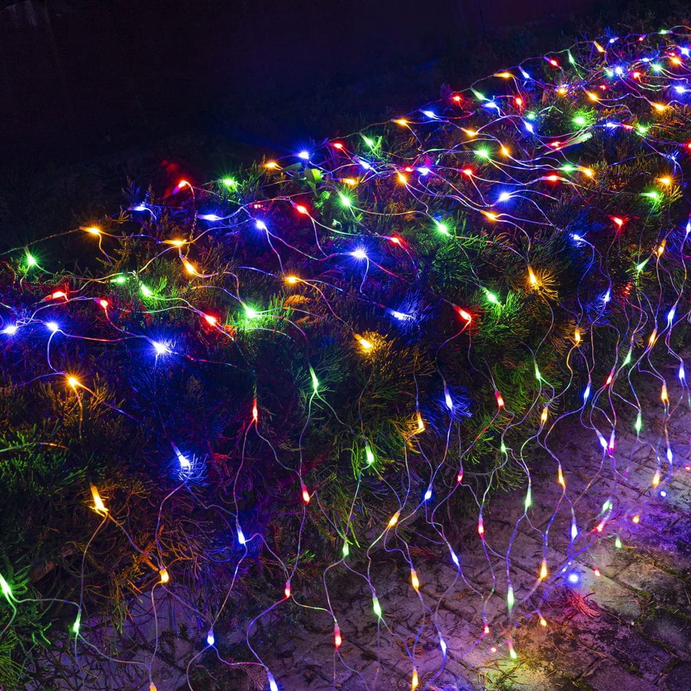 Estbridge Halloween/Christmas Net Lights Outdoor 6.6FT x 6.6FT 144 LED Fairy String Light with 8 Lighting Modes Connectable Light for Garden Tree Bushes Holiday Wedding Party Decoratio