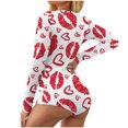 thumbnail image 2 of Qertyioot Saint-Valentin Mode Femme Manches Non Positionnées Justaucorps Aguichant Combinaison Aguichant, 2 of 6