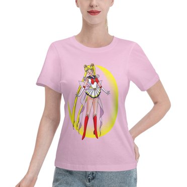 Women's Basic Short Sleeve T-Shirt Sailor Moon Tsuki Hare 04