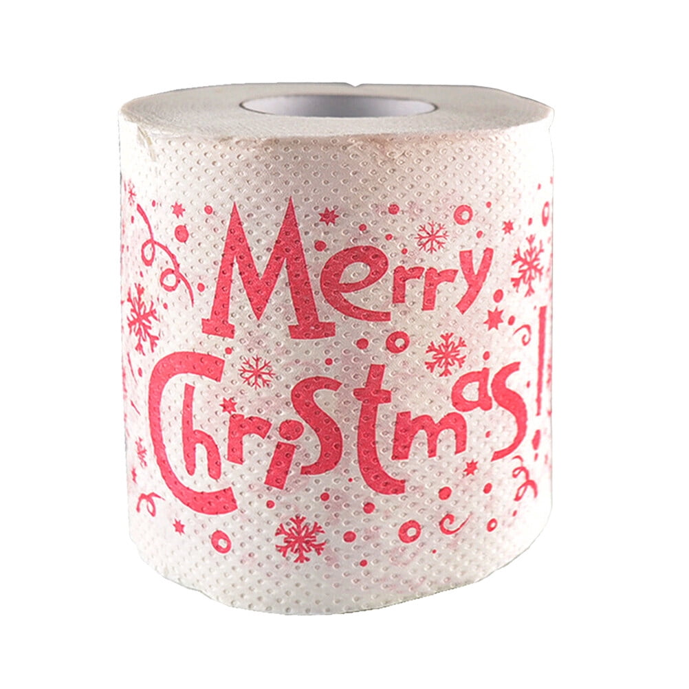 KAKOWELY Merry Christmas Tissue Toilet Paper Roll Party Gift Roll Paper for Table Living Room Bathroom,3.74"X3.74"X3.94"