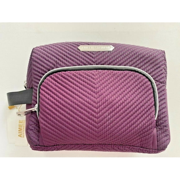 Aimee Kestenberg Isabela Large Zip Around Eggplant Chevron Quilt Make-Up Case