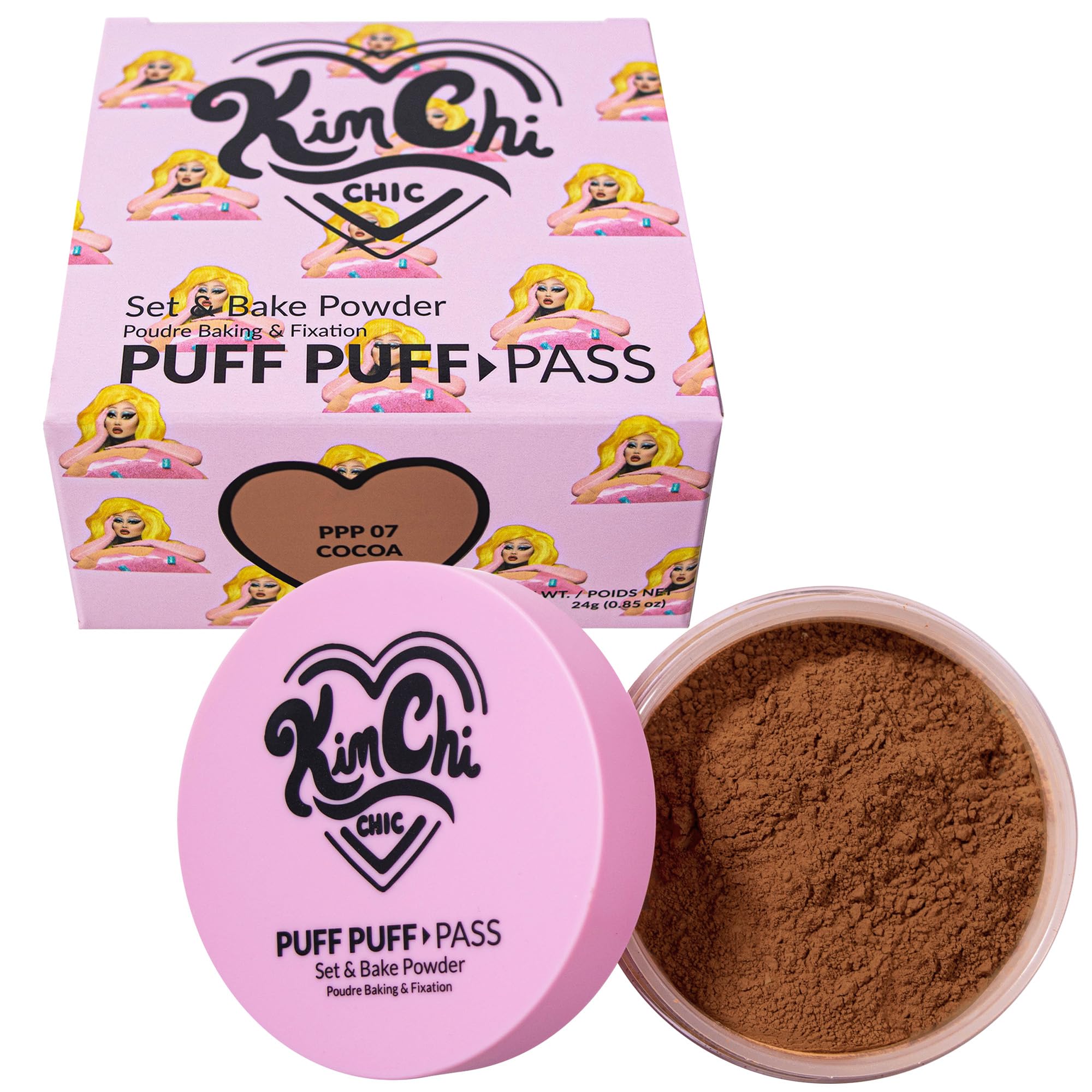 Kimchi Chic Beauty Puff Puff Pass Set And Bake Powder Loose Face Powder With Extra Fluffy Setting Powder Puff Soft Brown Face Makeup For Uneven Skin Tone 07 Cocoa