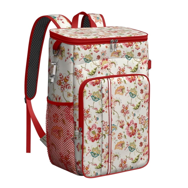 Botanical Garden Bloom Print Backpack Cooler - 20L High Capacity, Long-Lasting Insulation for Summer