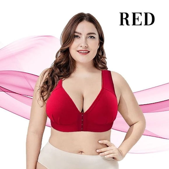 Zjloe7sa bras for women Women's Solid Bra Wire Free Underwear One-Piece Bra Everyday Underwear Red