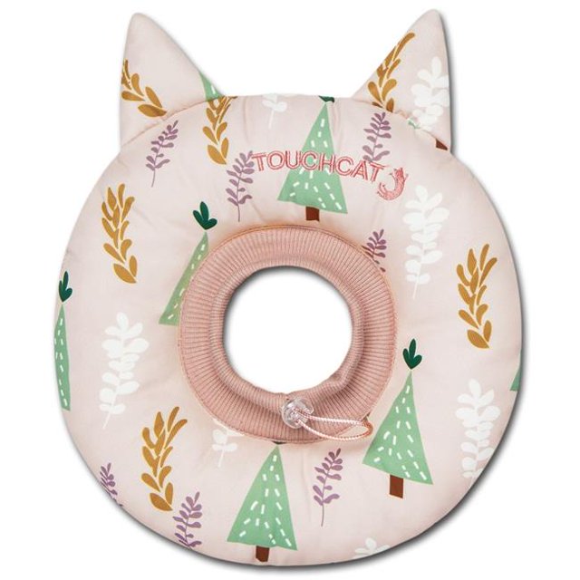 Pet Life CA1PKMD Touchcat Ringlet Licking & Scratching Adjustable Pillow Cat Neck Protector, Pink - Medium