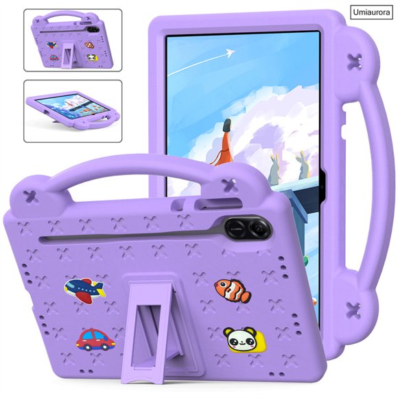 Cartoon Kids EVA Case For Huawei Honor Pad X8 Pro Lite X9 11.5 2023 MatePad T10 9.7 T10S 10.1 SE 10.4 2022 Stand Tablet Cover Light Purple Honor Pad X8 Lite