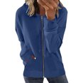 thumbnail image 1 of Bellella Chandails en Molleton à Capuche pour Femmes, Fermeture Éclair, Manches Longues, Veste Confortable à Cordon, Bleu P, 1 of 2