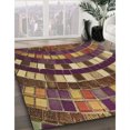 thumbnail image 3 of Ahgly Company Tapis Rond Lavable en Machine Intérieur Transitionnel Bronze Brun, 5 Pieds Rond, 3 of 7
