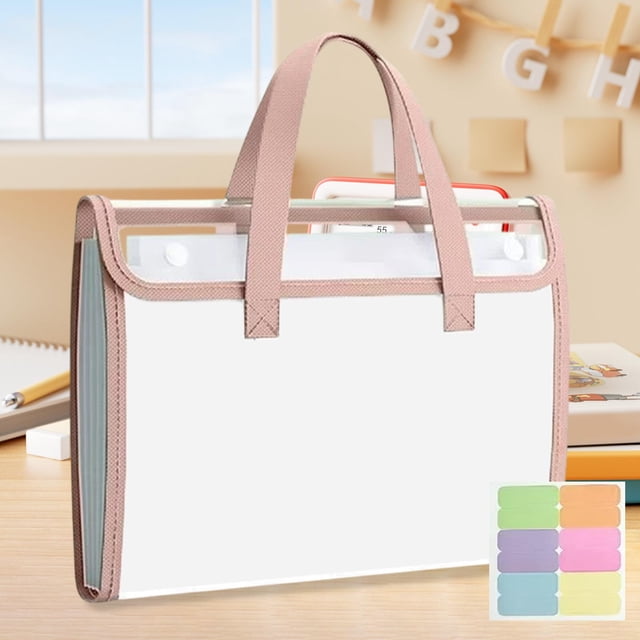 Pochette Accordéon Portable pour Documents - Organiseur de Rangement Étanche pour Documents A4, Pochette à Rabat avec Fermeture, Rose, JKODE