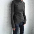 thumbnail image 4 of pxiakgy blouses pour Femmes blouse Décontractée Unie à Manches Longues Chandail Col Roulé Chandail à Fermeture Éclair Gris Foncé + us:4, 4 of 9