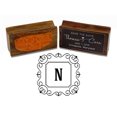 thumbnail image 1 of Printtoo Monogramme Lettre Carrée Bordure en Caoutchouc Monté Timbre de Bureau, 1 of 4