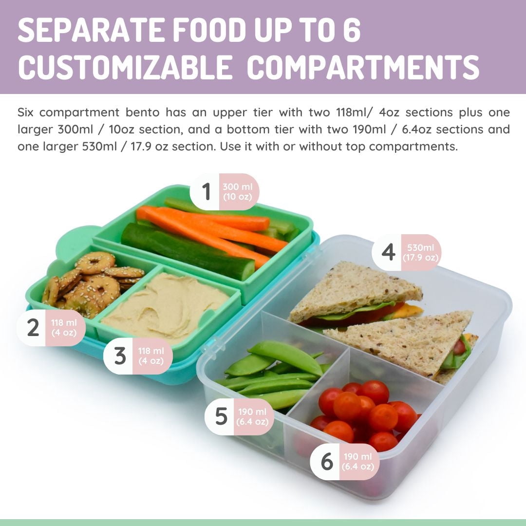 Melii 2 Tier Bento Box - Blue - for Kids and Adults - 1 Count