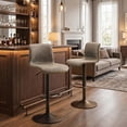thumbnail image 1 of Bar Stools Set of 2, Height Adjustable Swivel Barstools, Bar Chairs with Backs & Metal Footrest for Home Kitchen, Barstools for Kitchen Dining Reception, PU Leather, Gray, 1 of 6