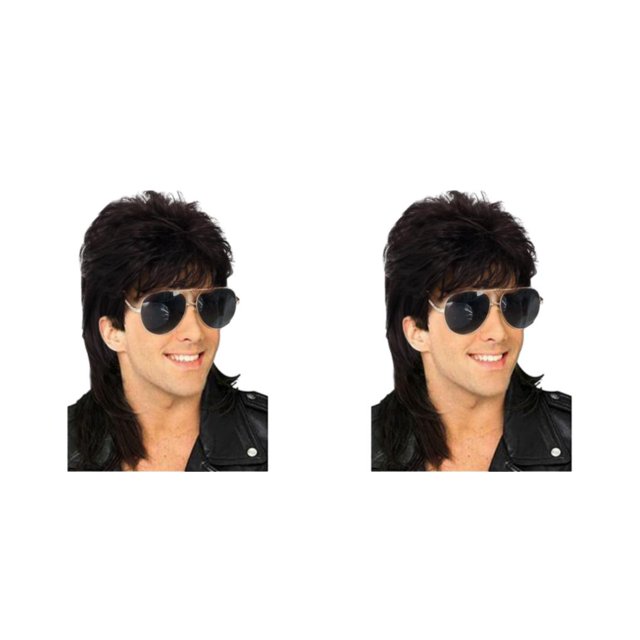 Shengyu Realistic Appearance Mens Wig For Punk Rock Disco Party Suitable For Various Occasions Wig Cover Black 2Set