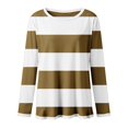 thumbnail image 5 of ManxiVoo T-Shirt à Manches Longues à Rayures Imprimées pour Femme Col Ras du Cou Confortable d'Automne T-Shirt Graphique Blouse Légère Taille P Café, 5 of 5