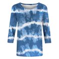 thumbnail image 4 of Pompotops Mode Femme T-shirt Imprimé Mi-Longueur Manches 3/4 Blouse Col Rond Hauts Décontractés Liquidation, 4 of 4