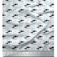 thumbnail image 1 of Soimoi Poly Georgette Fabric Waves,Bubbles & Fish Ocean Fabric Prints By Yard 42 Inch Wide, 1 of 3