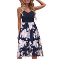 thumbnail image 1 of Pisexur Robe Sans Manches à Col en V Mode Robes pour Femmes Col en V Été Imprimé Décontracté Sans Manches Vacances Plage Longueur Genou Robe Femme Robe, 1 of 5