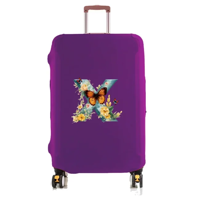 Travel Luggage Cover Baggage Suitcase Protector Washable Reusable Dustproof Scratch-proof Suitcase Cover Butterfly Print Pattern 8butterfly letter X L