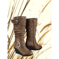 thumbnail image 5 of Bottes Mode pour Femmes à Fermeture Éclair Hauteur Genou, Talon Compensé Décontracté, Chaussures d'Hiver ( Cognac, 11 ), 5 of 5