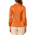 thumbnail image 3 of INSPIRE CHIC Women's Ruffle Neck Bubble Sleeve Elastic Cuff Button Work Office Blouse, 3 of 7