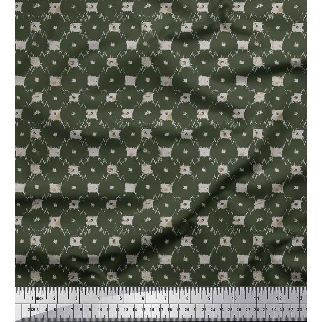 Soimoi Cotton Voile Fabric Check & Geometric Print Sewing Fabric Yard 56 Inch Wide