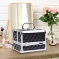 thumbnail image 2 of Pro Aluminum Makeup Train Case Jewelry Storage Box Cosmetic Organizer Black, 2 of 10