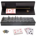 thumbnail image 1 of WE Games Cabinet Cribbage Set, Solid Wood 3 Track Board, Pegs & Cards, 1 of 9