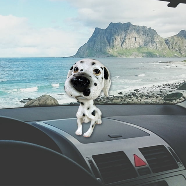 Resin Bobble Head Car Ornament – Spring-Shaking Dashboard Decor for Cars/Trucks, Multi-Color Self-Cleaning Auto Accessories ,4.3in White