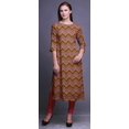 thumbnail image 3 of Bimba Robe Kurti Longue Imprimée Tunique Droite Manches 3/4 Robes pour Femmes Haut, 3 of 6