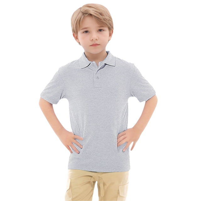 T-shirts Garçons Été Décontracté Manches Courtes Polo Classique à Col Gris 14-15 Ans
