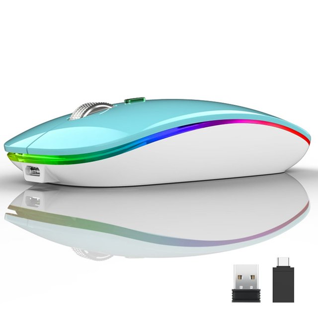 Wireless Bluetooth Mouse Rechargeable Silent Mouse Dual Mode (Bluetooth 5.1 + 2.4G) with Nano Receiver