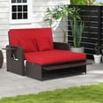 thumbnail image 1 of Costway Causeuse de Patio en Rotin Ensemble Lit de Jour Salon Ottomane de Rangement Tables d'Appoint Ajustable Rouge, 1 of 10