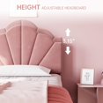 thumbnail image 4 of Bingirl Pink Twin Bed Frame with Shell Headboard: Strong Wooden Slat Support, No Truss Needed, 4 of 7