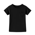 thumbnail image 2 of T-Shirt d'Été à Manches Courtes pour Filles, Col Rond, Ourlet, Tunique Douce, Hauts, T-Shirts, Noir, 12-13 Ans, 2 of 7