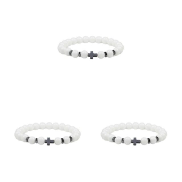 kurtrusly Wide Application Exquisite Beads Bracelet For Versatile Fashion Gifts Bracelets porcelain white 3Set