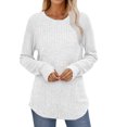 thumbnail image 3 of Besolor Tuniques d'Automne pour Femmes Tendance à Col Rond en Tricot à Manches Longues Chandails Décontractés Légers avec Trou pour le Pouce, 3 of 6