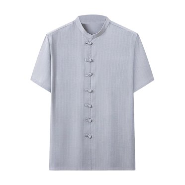 Dagugfen Mens Summer Shirts Flower Knot Button up Short Sleeve Loose Fashion Casual Tops Solid Color