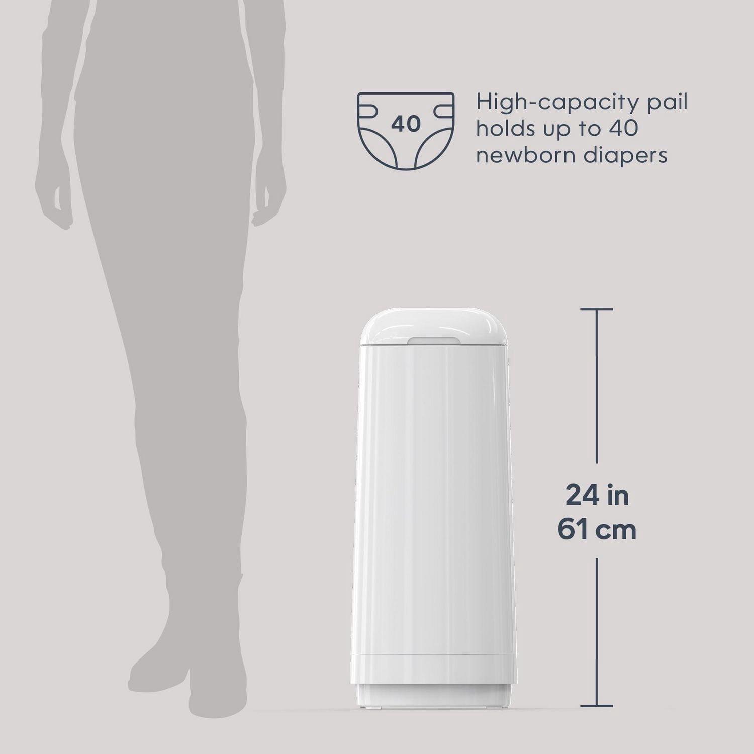 Diaper Genie Essence Diaper Pail, White, Odour-Locking Clamps