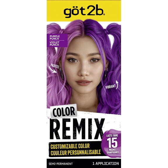 Got2b Color Remix, Coloration Capillaire Semi-Permanente Personnalisable, Violet Punch