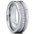 thumbnail image 1 of Men's Tungsten Wedding Band Eternity Ring Cubic Zirconia Silver 8MM, 1 of 6