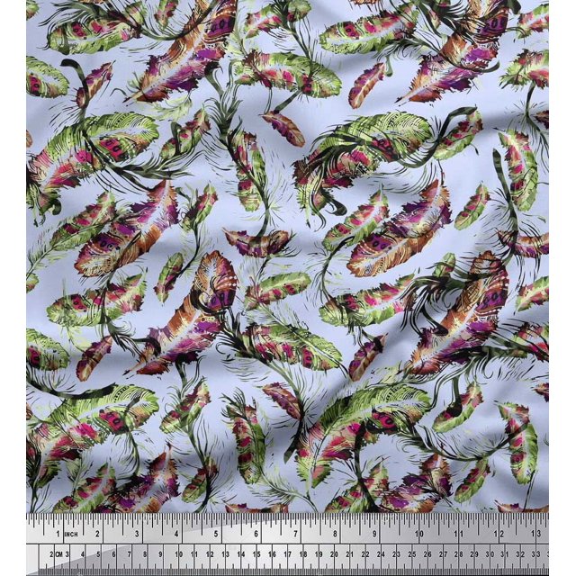 Soimoi Poly Georgette Fabric Leaves & Texture Print Fabric by The Yard 52 Inch Wide