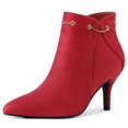 thumbnail image 1 of Unique Bargains Bottines à Talons Aiguilles à Bout Pointu avec Fermeture Éclair pour Femmes Rouge 10, 1 of 7