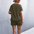 thumbnail image 4 of Birdeem Ensemble Décontracté pour Femmes Printemps et Été, Col Rond Uni, Manches Courtes à Volants, Shorts, 4 of 5