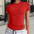 thumbnail image 2 of Liquidation de Hauts pour Femmes Grande Taille, Blouse d'Été à Manches Courtes pour Femmes, T-shirt Décontracté à Col Rond Uni à Manches Courtes pour Femme, 2 of 5