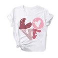 thumbnail image 2 of Styesk T-Shirts pour Femmes Saint-Valentin Graphique Décontracté Grande Taille Hauts Imprimé Cœur Hauts de Sortie Confortables Doux Col Rond T-Shirts Chandail Mode Léger Manches Courtes T-shirt, 2 of 3