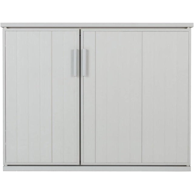 New Age Pet® ecoFlex ProMax LitterLoo Cat Litter Box Cover Table in Antique White with two paneled doors and vertical handles, made from eco-friendly, moisture-resistant ECOFLEX® composite, designed to enclose a cat litter box and reduce litter tracking with a no-track mat.