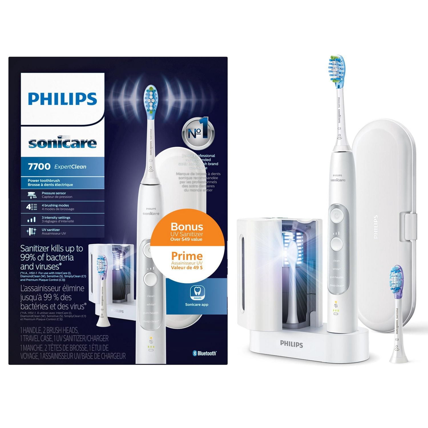 PHILIPS sonicare ExpertClean 本体 Philips Sonicare ExpertClean 7700 Rechargeable Electric Toothbrush