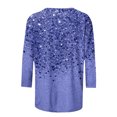 thumbnail image 4 of UPPADA Chandails à Col Rond pour Femmes à Manches 3/4, Blouses Décontractées à Imprimé de Paillettes, Hauts Tendance à Coupe Ample, Chandails à Enfiler, Blouse à Manches Trois Quarts pour Femmes, Hauts Décontractés à Col Rond, Hauts pour Femmes à Manches 3/4, Économie, 4 of 5