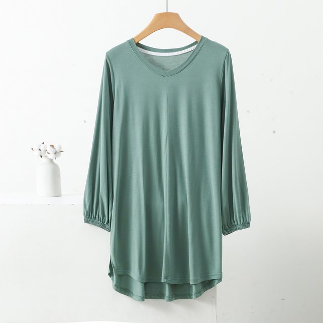 AherBiu T-Shirts pour Femmes à Col Rond, T-Shirts de Pyjama Amples, Été, Légers, Doux, Tunique à Manches Courtes, Hauts, Couleur Unie